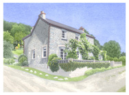 stone house watercolour portrait