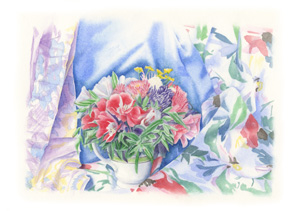 flowers in vase print